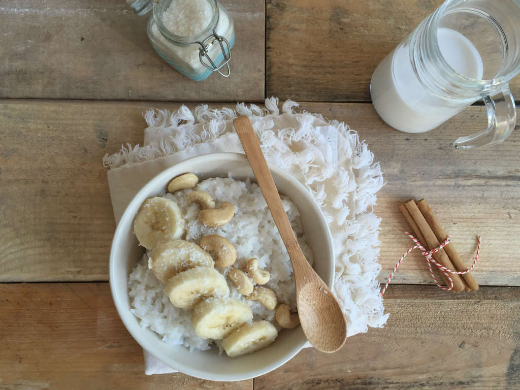 Kokos rijstpap met banaan