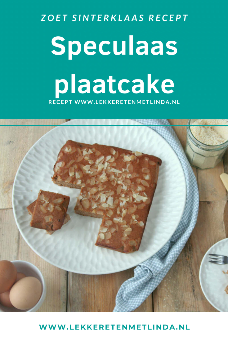 Speculaas plaatcake Een gezond tussendoortje voor tijdens de Sinterklaas periode: een speculaas plaatcake. En ook geschikt voor een koolhydraatarm dieet.