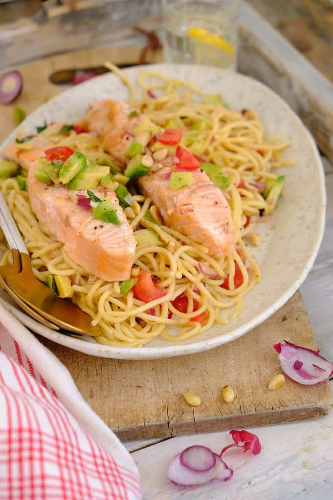 Zalm met pasta