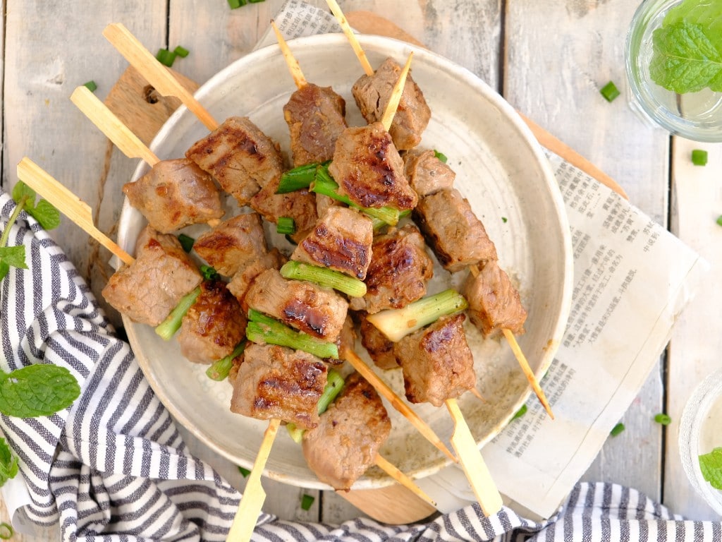 Aziatische biefstuk spiesjes