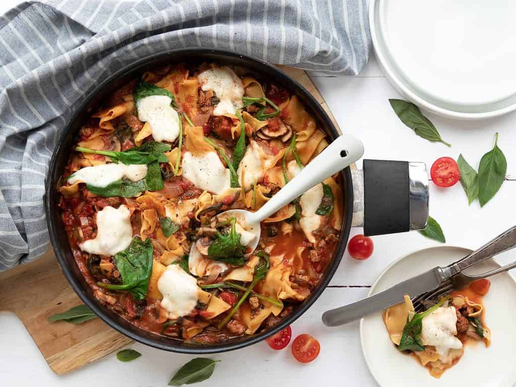 Vegetarische lasagne uit de pan