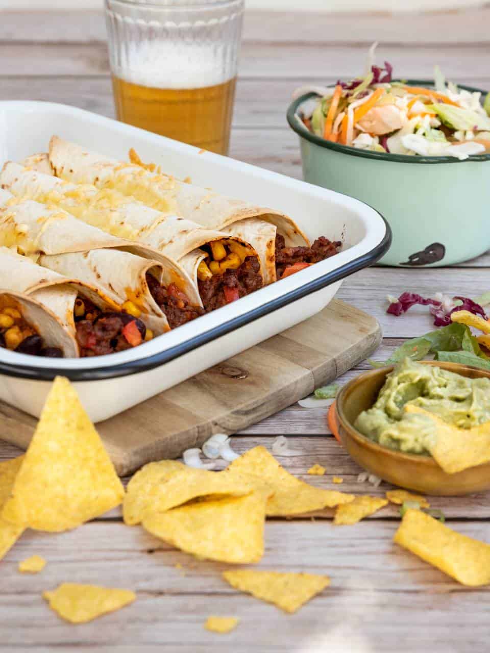 Burrito's met gehakt en bonen