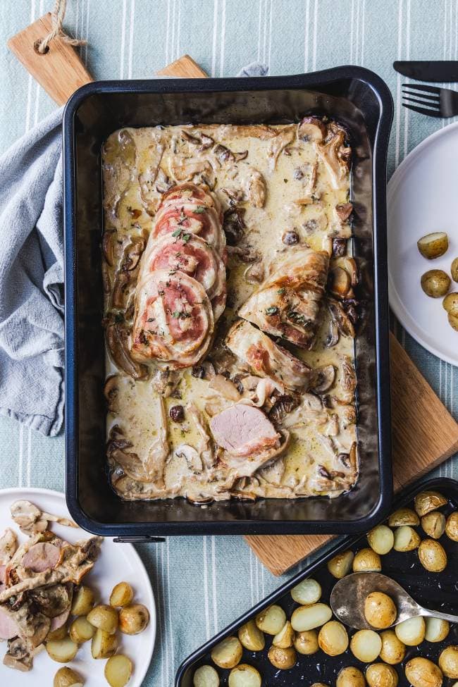 Italiaans varkenshaas met spek uit de oven