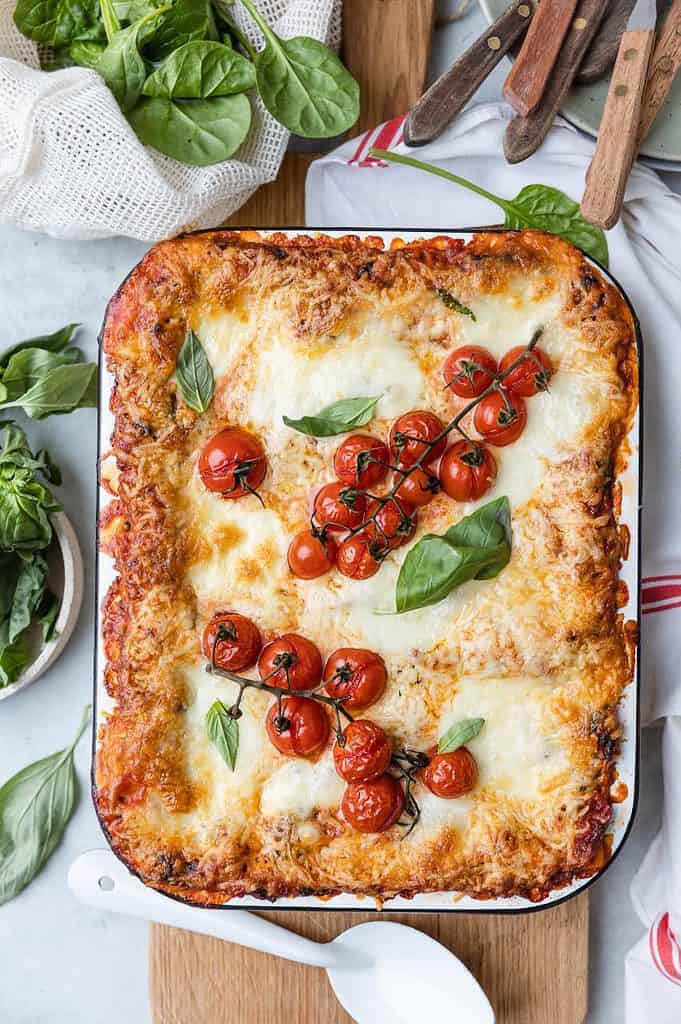 Vegetarische lasagne zonder vleesvervanger