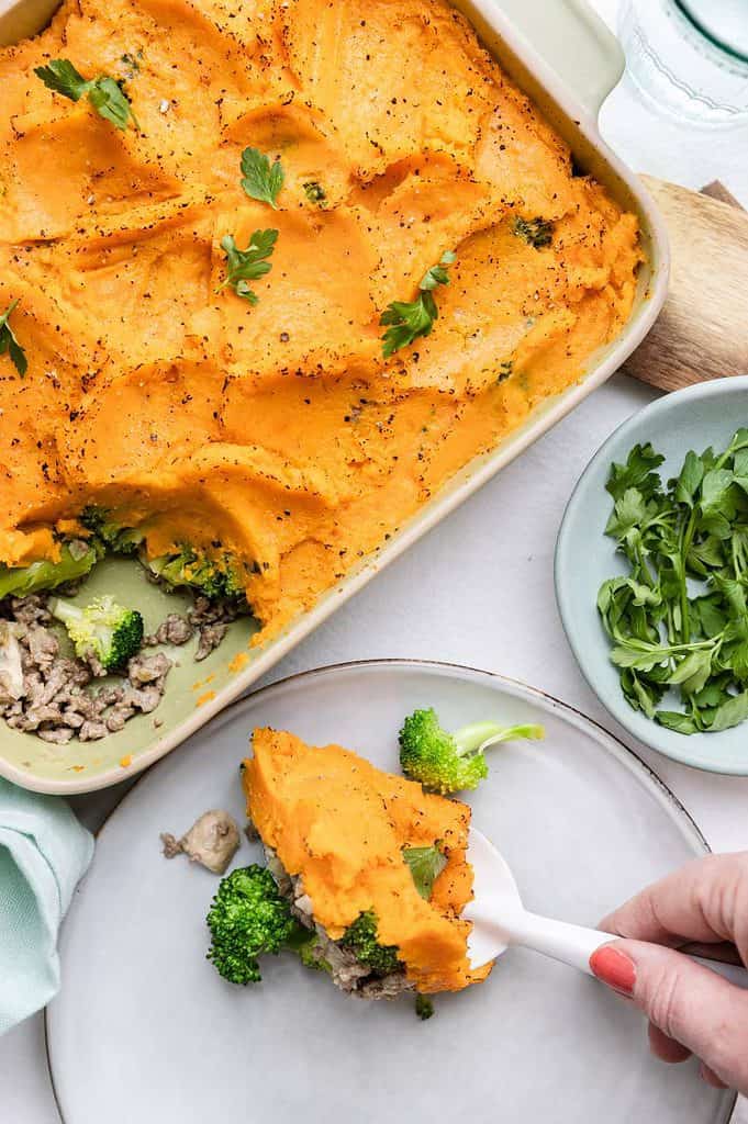 Broccoli ovenschotel met zoete aardappel