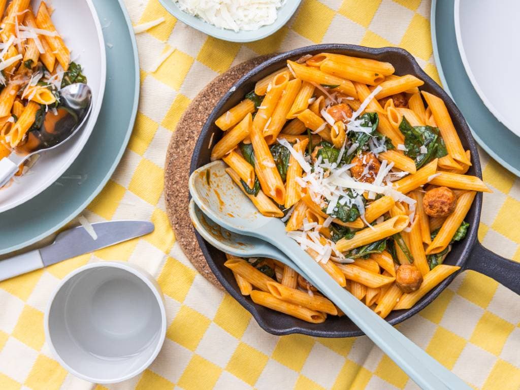 Pasta met spinazie – camping recept