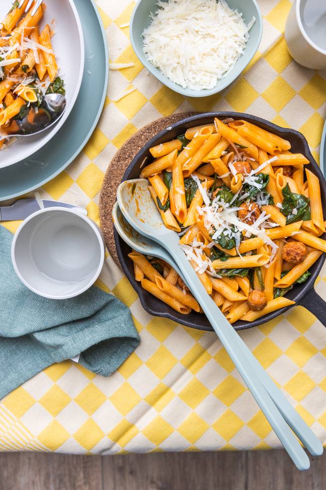 Pasta met spinazie