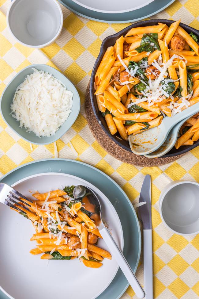 Pasta met spinazie