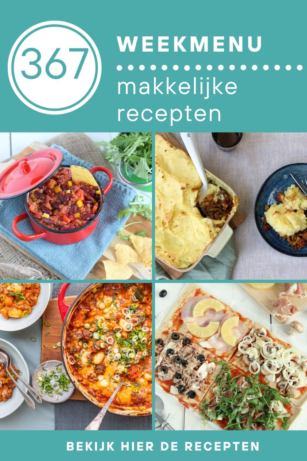 Weekmenu recepten voor het avondeten