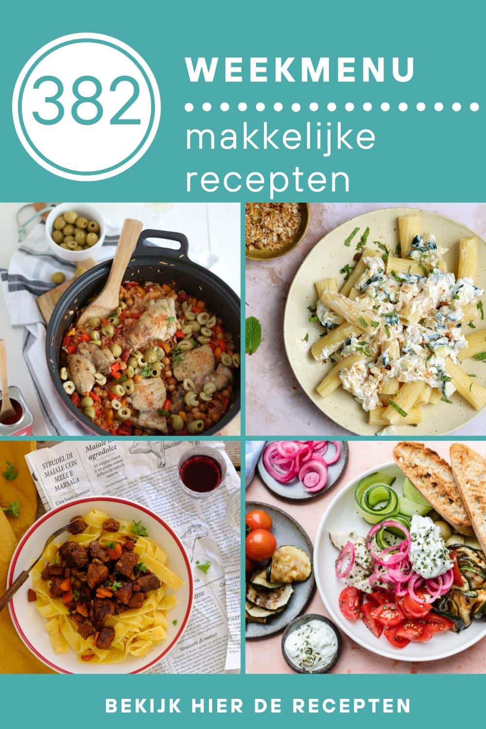 Weekmenu recepten voor het avondeten