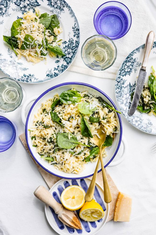 Orzo met spinazie
