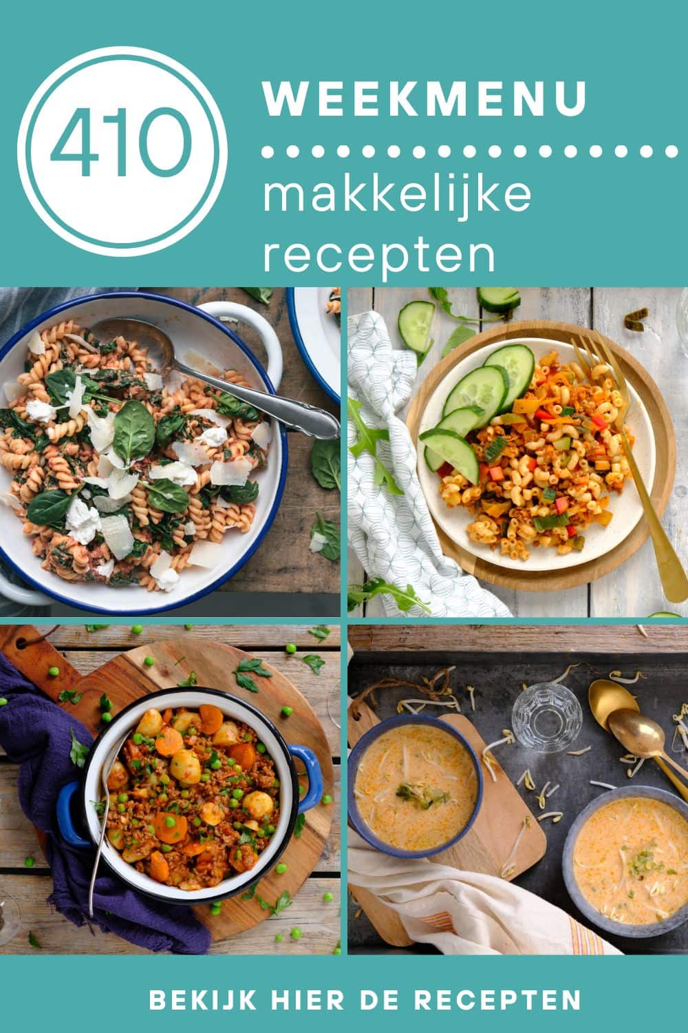 Weekmenu recepten voor het avondeten