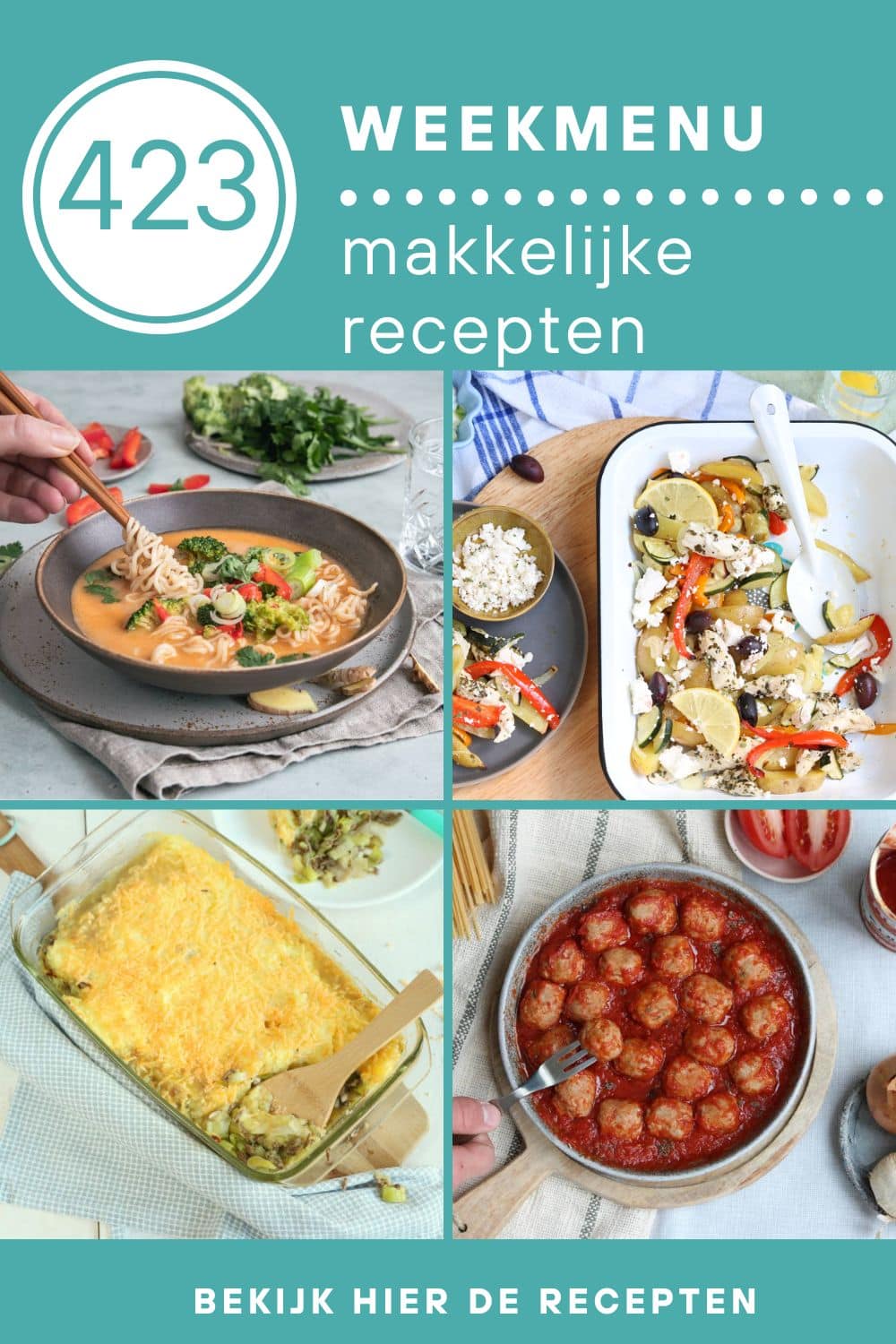 Weekmenu recepten voor het avondeten