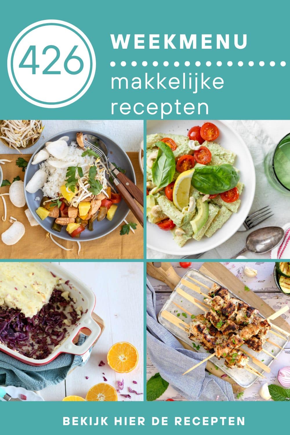 Weekmenu recepten voor het avondeten