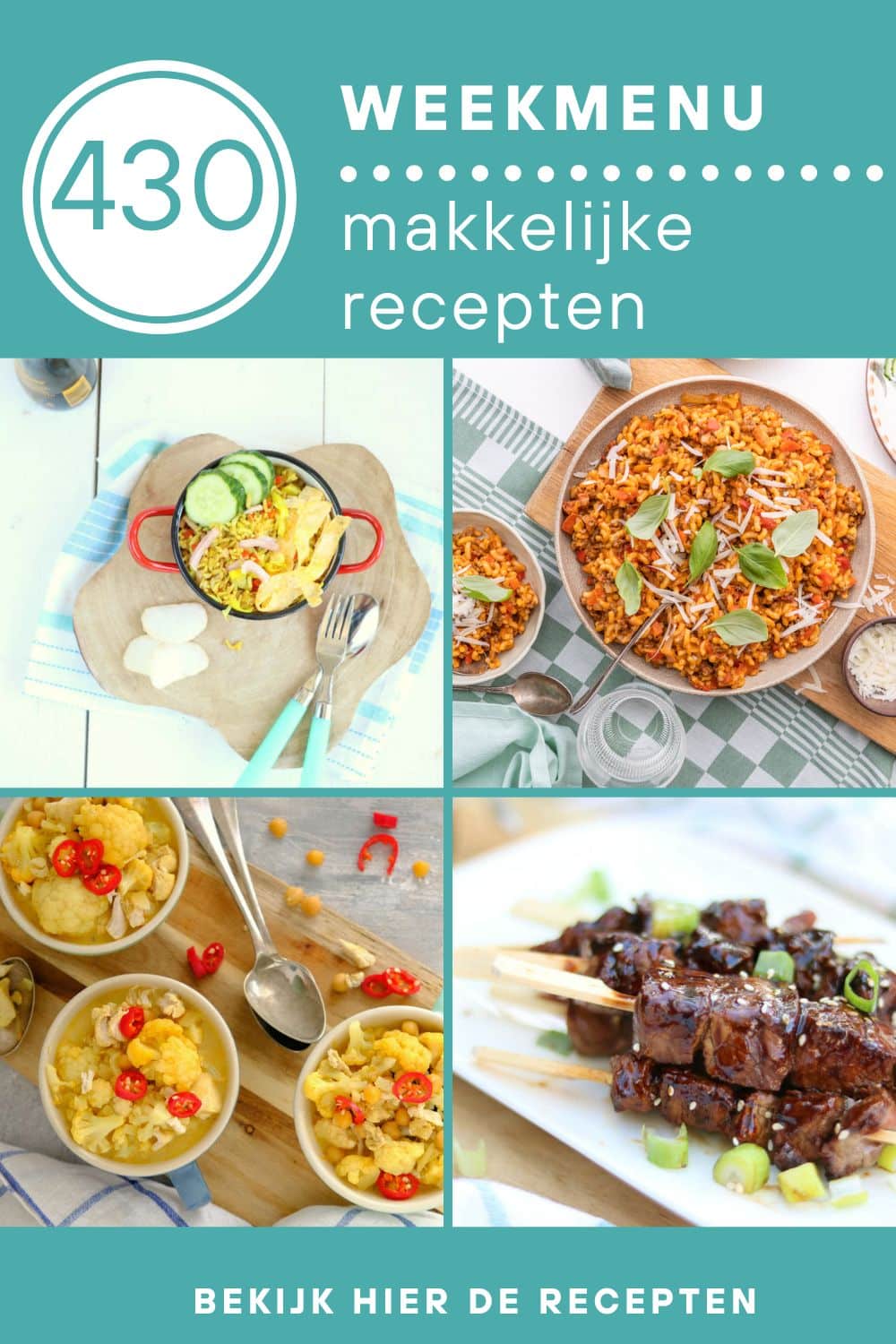 Weekmenu recepten voor het avondeten