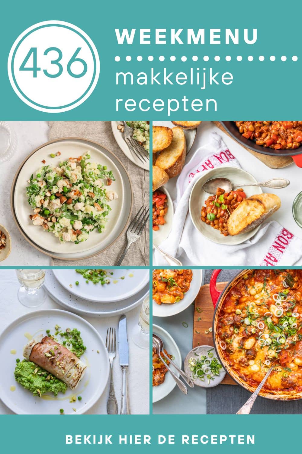 Weekmenu recepten voor het avondeten