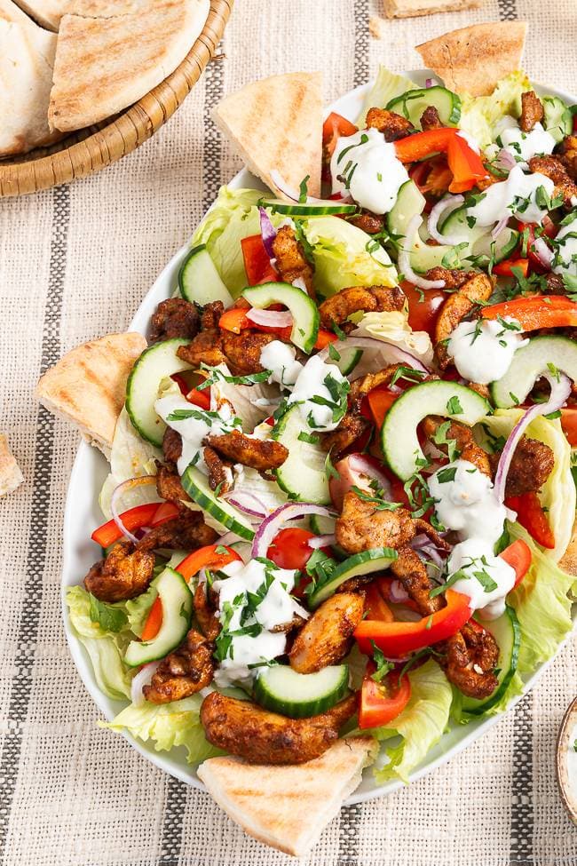 Kipshoarma maken kipshoarma salade recept