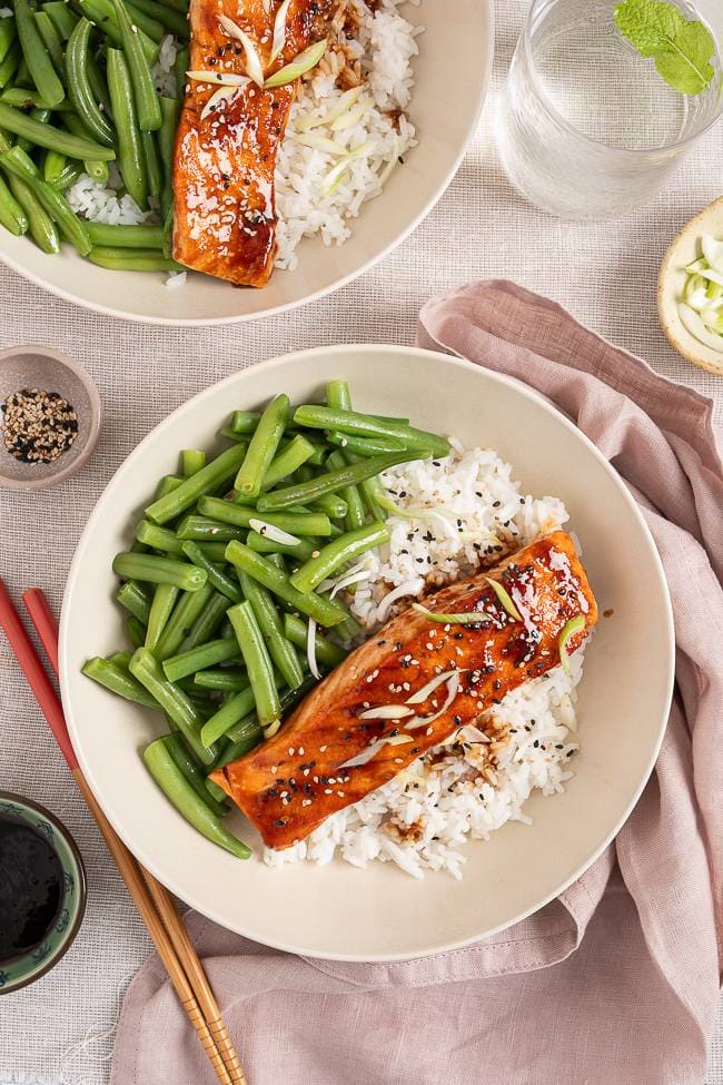 Zalm teriyaki met zelfgemaakte teriyaki saus
