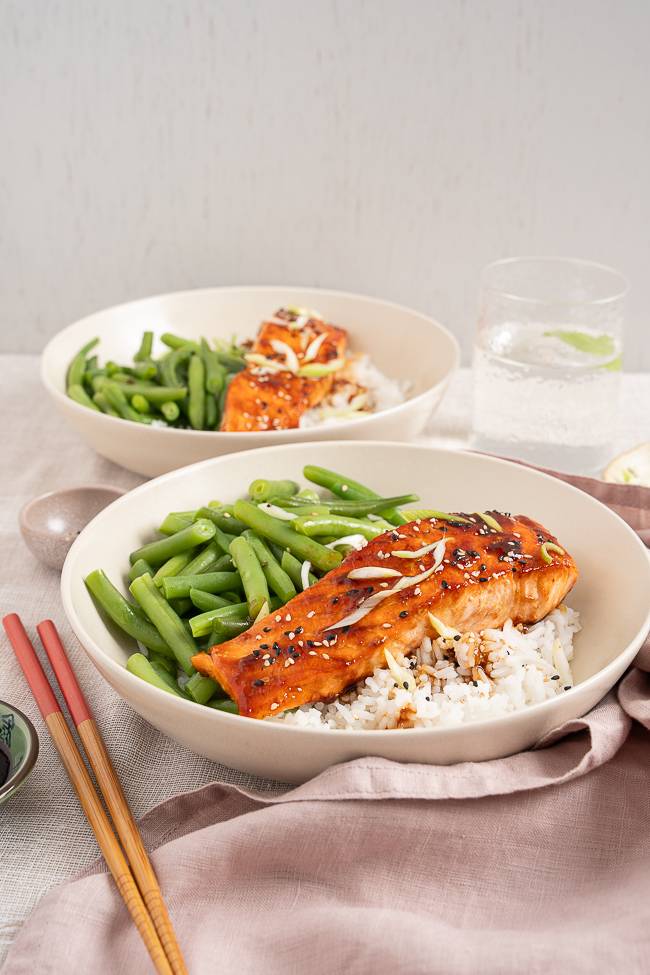 Teriyaki zalm, gebakken zalm met zelfgemaakte saus
